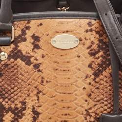 Coach Black/Brown Python Embossed and Leather Margo Carryall Satchel