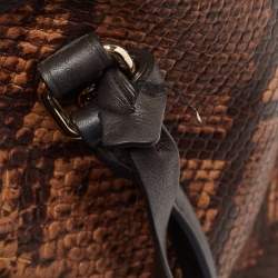 Coach Black/Brown Python Embossed and Leather Margo Carryall Satchel