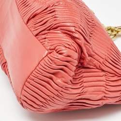 Pre Owned Coach Coral Orange Leather Carrie Madison Gathered Tote