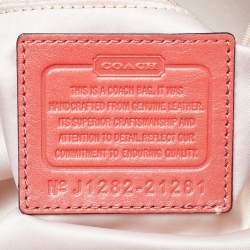 Pre Owned Coach Coral Orange Leather Carrie Madison Gathered Tote