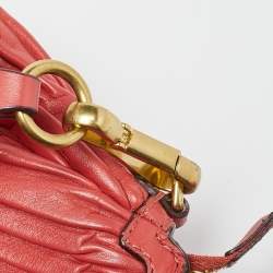 Pre Owned Coach Coral Orange Leather Carrie Madison Gathered Tote