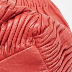 Pre Owned Coach Coral Orange Leather Carrie Madison Gathered Tote