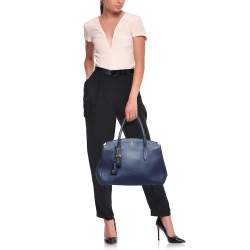 Pre Owned Coach Blue Leather Cooper Carryall Satchel