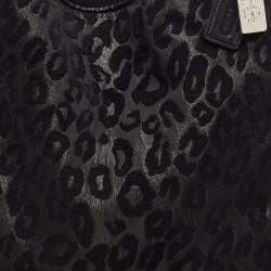 Pre Owned Coach Black Leopard Print Fabric and Leather Edie 31 Satchel