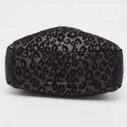 Pre Owned Coach Black Leopard Print Fabric and Leather Edie 31 Satchel