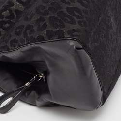 Pre Owned Coach Black Leopard Print Fabric and Leather Edie 31 Satchel