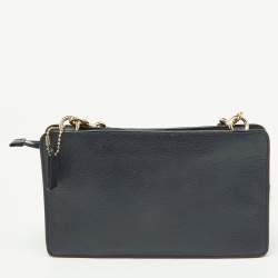 Pre Owned Coach Navy Blue Leather Noa Pop Up Crossbody Bag