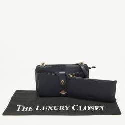 Pre Owned Coach Navy Blue Leather Noa Pop Up Crossbody Bag