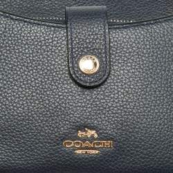 Pre Owned Coach Navy Blue Leather Noa Pop Up Crossbody Bag