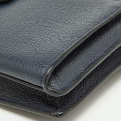 Pre Owned Coach Navy Blue Leather Noa Pop Up Crossbody Bag