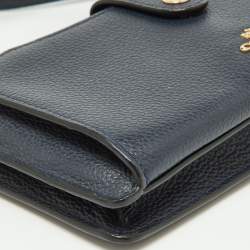 Pre Owned Coach Navy Blue Leather Noa Pop Up Crossbody Bag