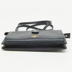 Pre Owned Coach Navy Blue Leather Noa Pop Up Crossbody Bag