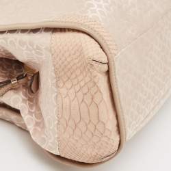 Coach Pink Canvas and Python Embossed Leather Edie Hobo