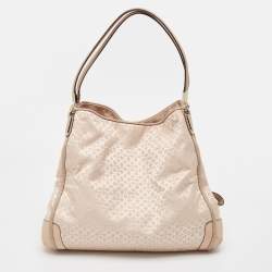 Coach Pink Canvas and Python Embossed Leather Edie Hobo