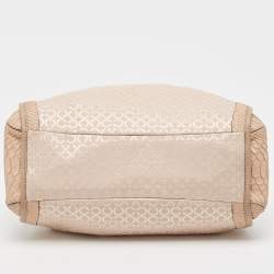Coach Pink Canvas and Python Embossed Leather Edie Hobo