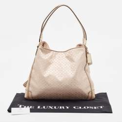 Coach Pink Canvas and Python Embossed Leather Edie Hobo
