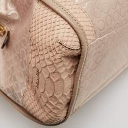 Coach Pink Canvas and Python Embossed Leather Edie Hobo