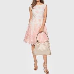 Coach Pink Canvas and Python Embossed Leather Edie Hobo