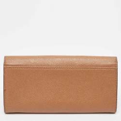 مملوكة مسبقًا Coach Brown Leather Flap Continental Wallet 