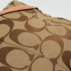 Pre Owned Coach Beige/Orange Signature Canvas and Patent Leather Katarina Hobo