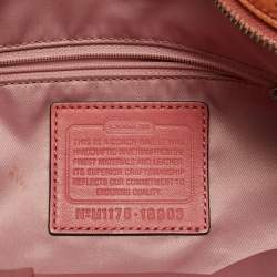 Pre Owned Coach Beige/Orange Signature Canvas and Patent Leather Katarina Hobo