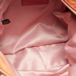 Pre Owned Coach Beige/Orange Signature Canvas and Patent Leather Katarina Hobo