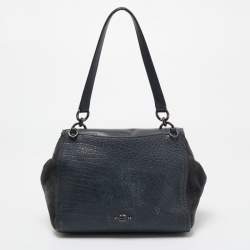 Coach Dark Blue Suede And Leather Crossbody Bag