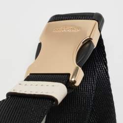 Pre Owned Coach Off White/Black Leather Mini Belt Bag