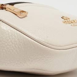 Pre Owned Coach Off White/Black Leather Mini Belt Bag