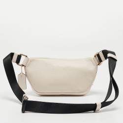 Pre Owned Coach Off White/Black Leather Mini Belt Bag
