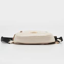 Pre Owned Coach Off White/Black Leather Mini Belt Bag