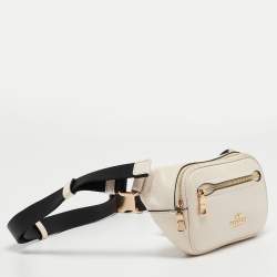 Pre Owned Coach Off White/Black Leather Mini Belt Bag