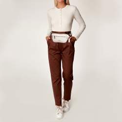 Pre Owned Coach Off White/Black Leather Mini Belt Bag