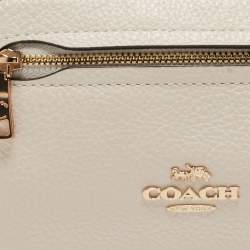 Pre Owned Coach Off White/Black Leather Mini Belt Bag