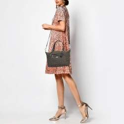 Coach Black/Grey Signature Canvas and Leather Prairie Satchel