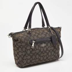 Coach Black/Grey Signature Canvas and Leather Prairie Satchel