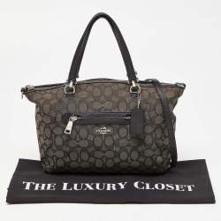 Coach Black/Grey Signature Canvas and Leather Prairie Satchel