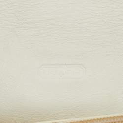 Coach Beige/White Signature Canvas and Leather Buckle Detail Continental Wallet