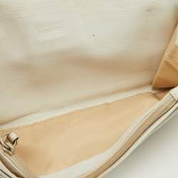 Coach Beige/White Signature Canvas and Leather Buckle Detail Continental Wallet