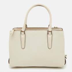 Pre Owned Coach Off White Leather Brooklyn Carryall 28 Tote