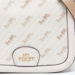 Pre Owned Coach Beige Horse Carriage Print Coated Canvas and Leather Crossbody Bag