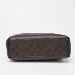 Pre Owned Coach Brown/Black Signature Coated Canvas and Leather Mini Christie Carryall Satchel