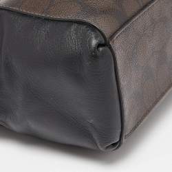 Pre Owned Coach Brown/Black Signature Coated Canvas and Leather Mini Christie Carryall Satchel