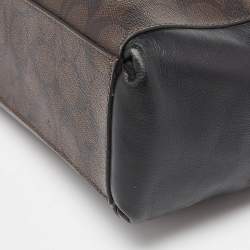 Pre Owned Coach Brown/Black Signature Coated Canvas and Leather Mini Christie Carryall Satchel