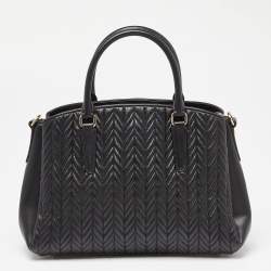 Pre Owned Coach Black Quilted Leather Sage Carryall Satchel