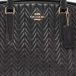 Pre Owned Coach Black Quilted Leather Sage Carryall Satchel