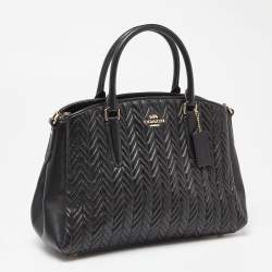Pre Owned Coach Black Quilted Leather Sage Carryall Satchel