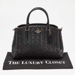 Pre Owned Coach Black Quilted Leather Sage Carryall Satchel