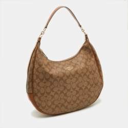 Pre Owned Coach Brown Signature Coated Canvas and Leather Harley Hobo