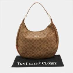 Pre Owned Coach Brown Signature Coated Canvas and Leather Harley Hobo